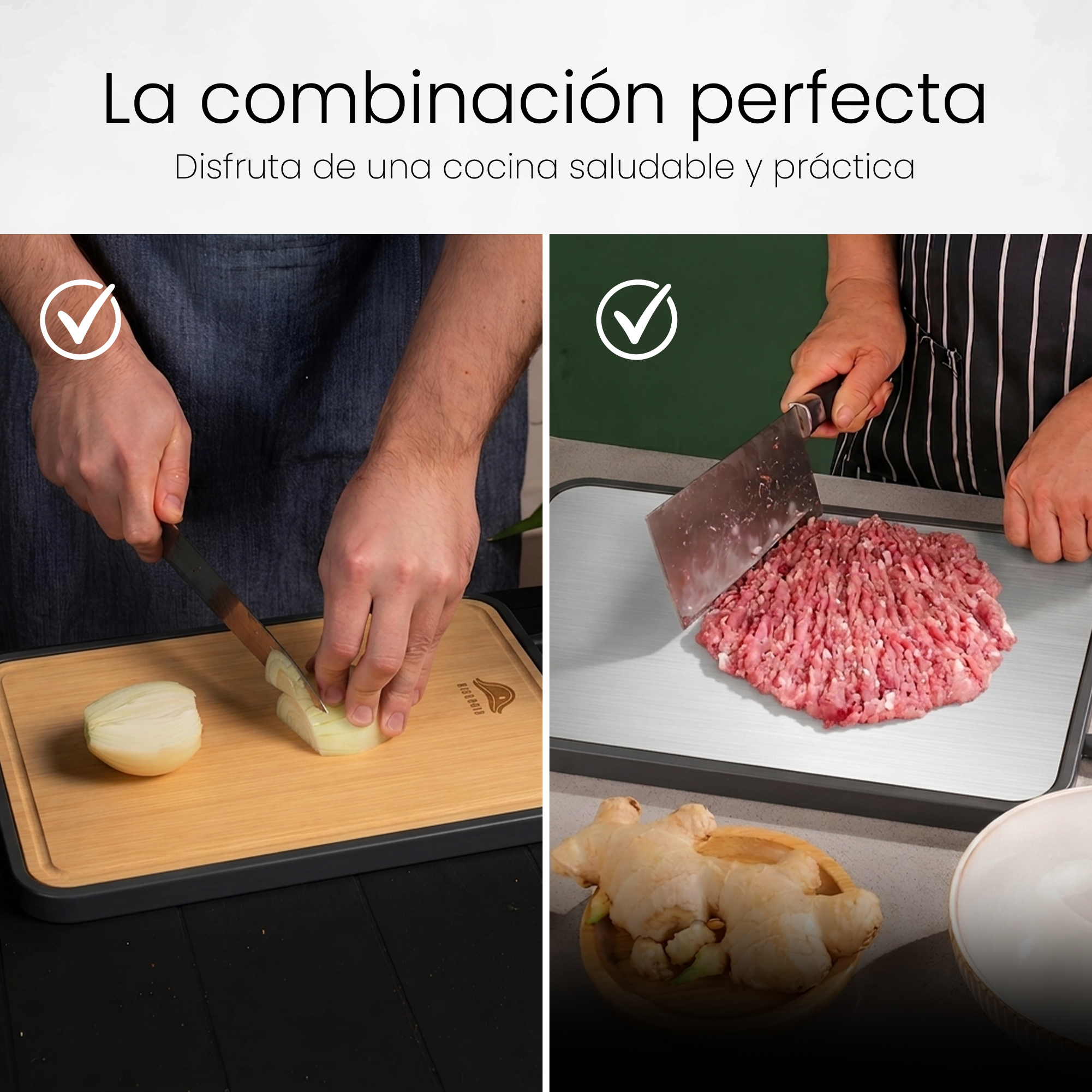 Tabla de cortar BICORNIO en uso